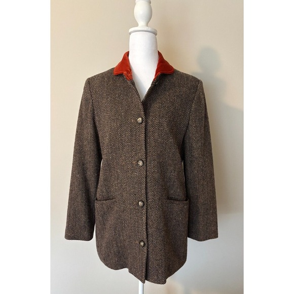 Harve Benard Jackets & Blazers - Harve‎ Benard Classic Tweed Wool Blazer Brown Orange Blazer  Size Small Medium